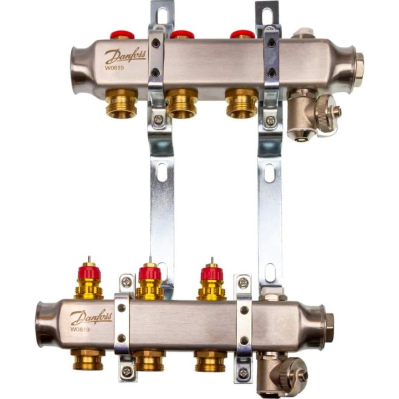 Комплект коллекторов Danfoss SSM-3 с кронштейнами для 3 контура 088U0973