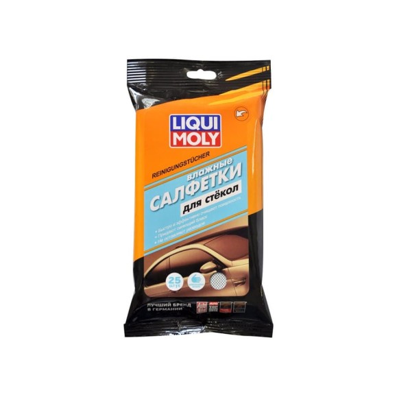 Влажные салфетки для стёкол, зеркал и фар 25шт LIQUI MOLY REINIGUNGSTUCHER 77168 Влажные салфетки для стёкол, зеркал и фар 25шт LIQUI MOLY REINIGUNGSTUCHER 77168