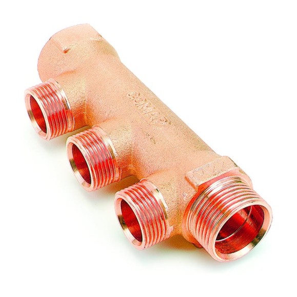 Коллектор COMAP 1" НР-ВР, с ниппелем, межосевое расстояние 35 мм, подсоединение под круглую прокладку (фитинг E), In1"-Out1/2 НР-4 9532304