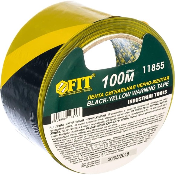 Сигнальная лента FIT IT черно-желтая 50*100м 11855 Сигнальная лента FIT IT черно-желтая 50*100м 11855