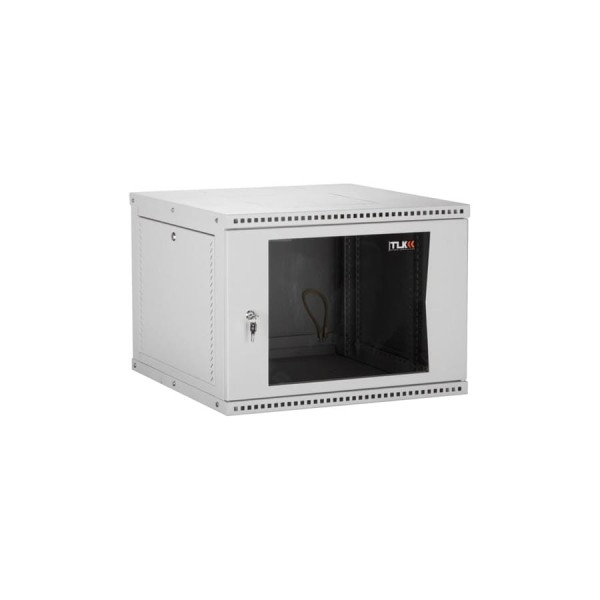 Настенный разборный шкаф TLK 19, 9U, перфорированная дверь, серый TWI-096060-R-P-GY