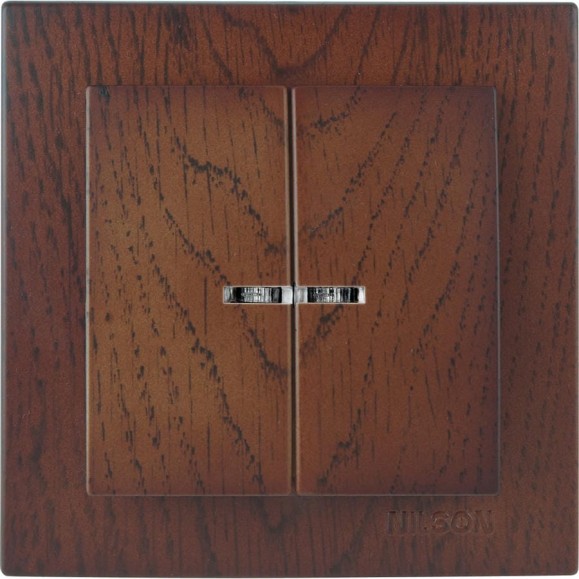 Выключатель NILSON 2СП с подсветкой орех Touran wood 24271004