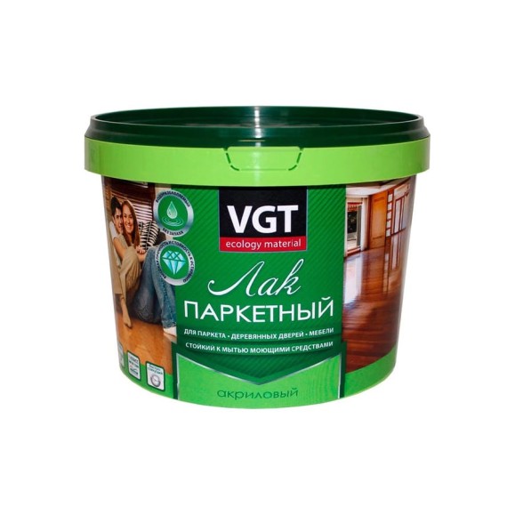Акриловый лак VGT для паркета и дерева внутри помещений, глянцевый 0,9 кг 11600177 Акриловый лак VGT для паркета и дерева внутри помещений, глянцевый 0,9 кг 11600177