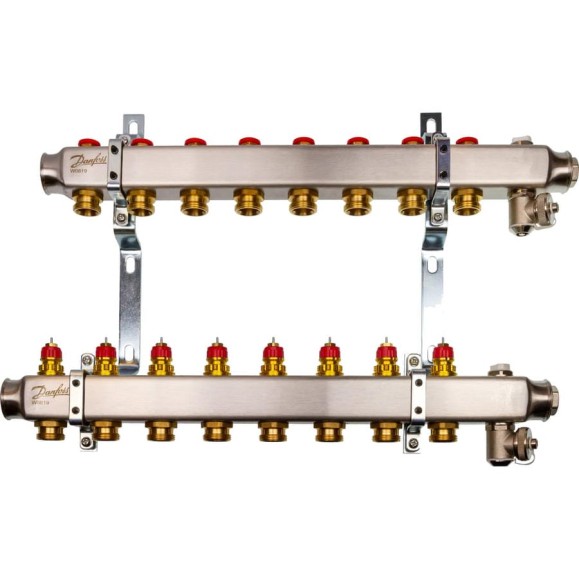 Комплект коллекторов Danfoss SSM-8 с кронштейнами для 8 контуров 088U0978