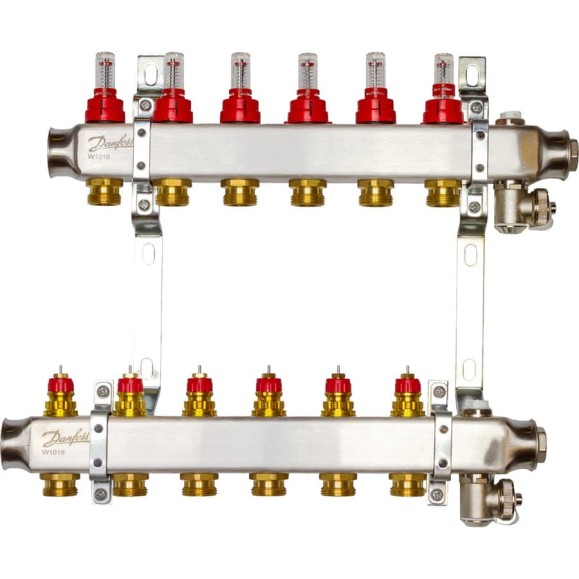 Комплект коллекторов Danfoss SSM-6F с расходомерами и кронштейнами 6 контуров 088U0956 Комплект коллекторов Danfoss SSM-6F с расходомерами и кронштейнами 6 контуров 088U0956