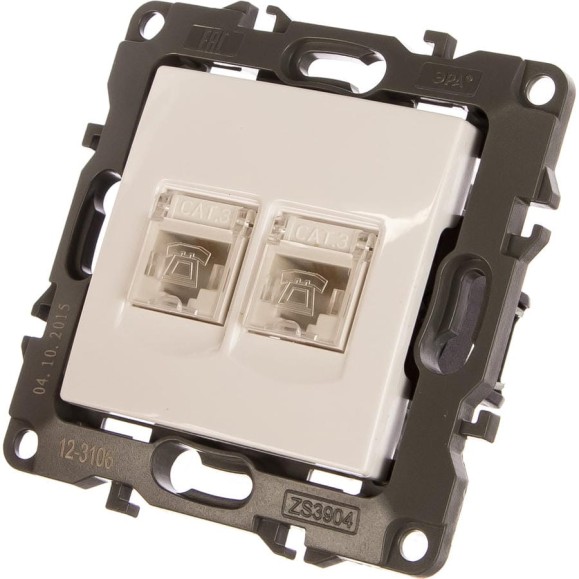 Телефонная двойная розетка ЭРА 12-3106-01 2XRJ11, IP20, 12, белый Б0014717 Телефонная двойная розетка ЭРА 12-3106-01 2XRJ11, IP20, 12, белый Б0014717