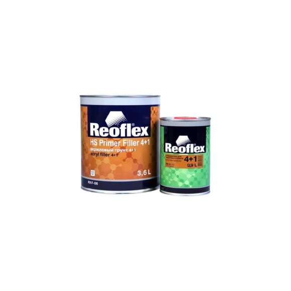 Акриловый грунт Reoflex 4+1 4 л, серый RX F-06/4000 Акриловый грунт Reoflex 4+1 4 л, серый RX F-06/4000