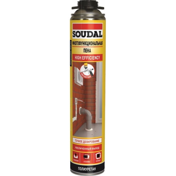 Многофункциональная пена SOUDAL пистолетная 750 мл 134523 Многофункциональная пена SOUDAL пистолетная 750 мл 134523