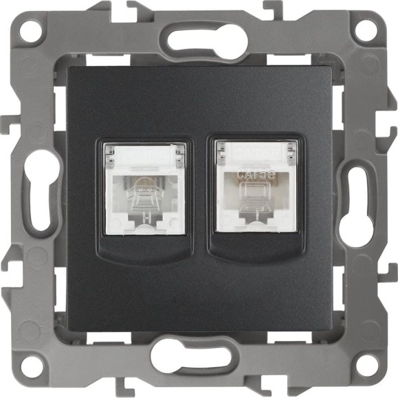 Комбинированная розетка ЭРА 12-3109-05 RJ45 RJ11, IP20, 12, антрацит Б0018252 Комбинированная розетка ЭРА 12-3109-05 RJ45 RJ11, IP20, 12, антрацит Б0018252