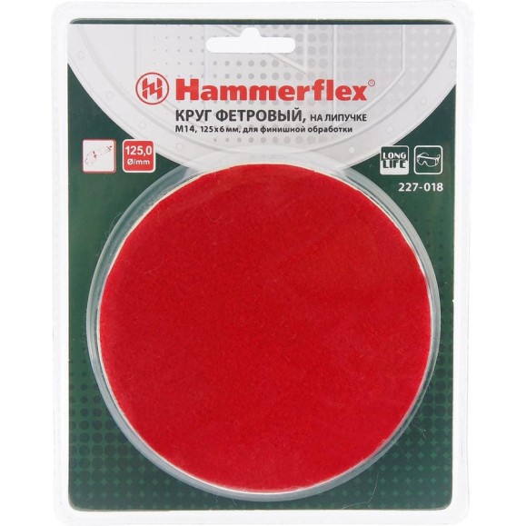 Диск полировальный на липучке Flex 227-018 PD M14 FL (125x6 мм; войлок) HAMMER 62194 Диск полировальный на липучке Flex 227-018 PD M14 FL (125x6 мм; войлок) HAMMER 62194
