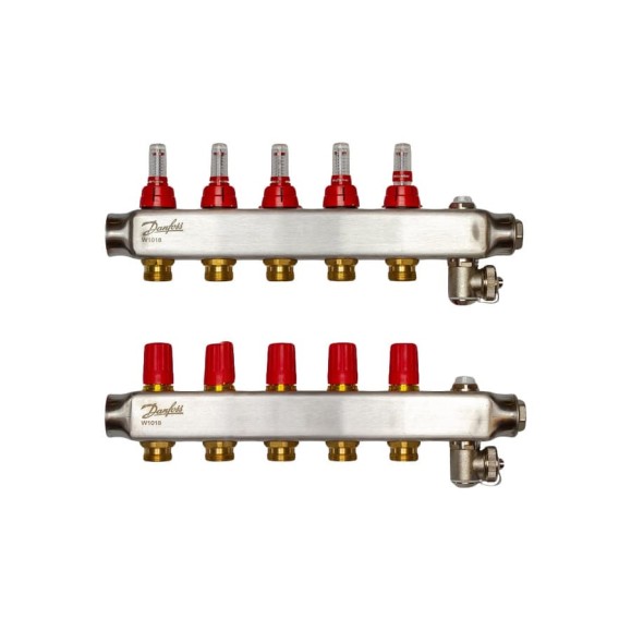 Коллекторы Danfoss SSM-5F с расходомерами 5 контуров 088U0755