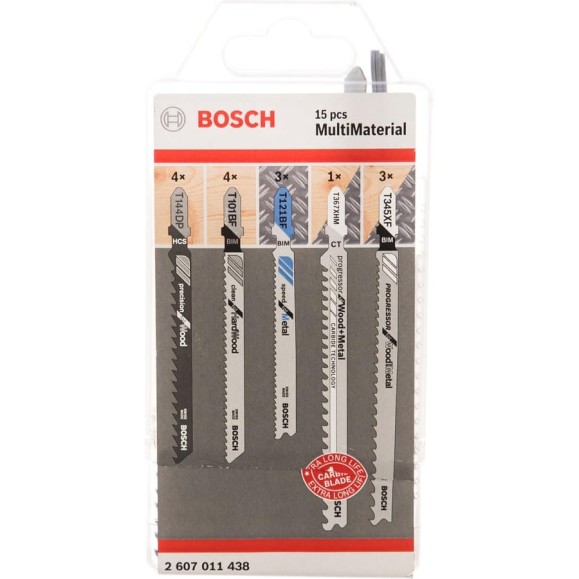 Набор пилок для лобзика по дереву и металлу (15 шт.) Bosch 2607011438 Набор пилок для лобзика по дереву и металлу (15 шт.) Bosch 2607011438