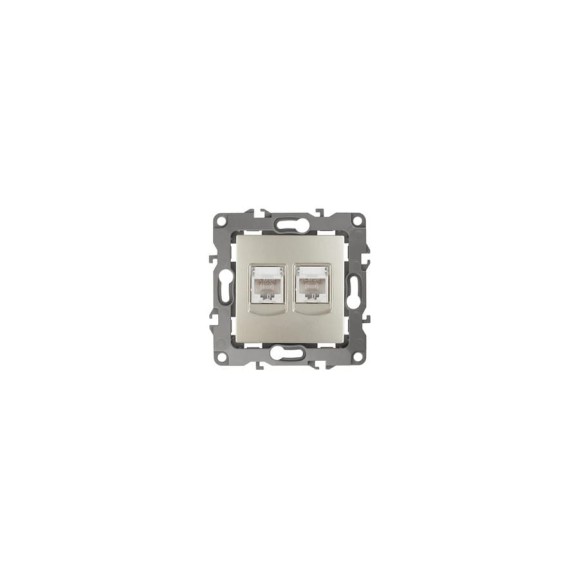 Информационная двойная розетка ЭРА 12-3108-04 2XRJ45, IP20, 12, шампань Б0014732 Информационная двойная розетка ЭРА 12-3108-04 2XRJ45, IP20, 12, шампань Б0014732