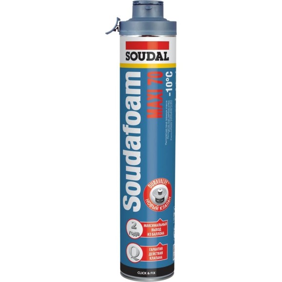 Пистолетная пена SOUDAL Соудафоам Макси 70 Клик&Фикс зимняя 117566 Пистолетная пена SOUDAL Соудафоам Макси 70 Клик&Фикс зимняя 117566