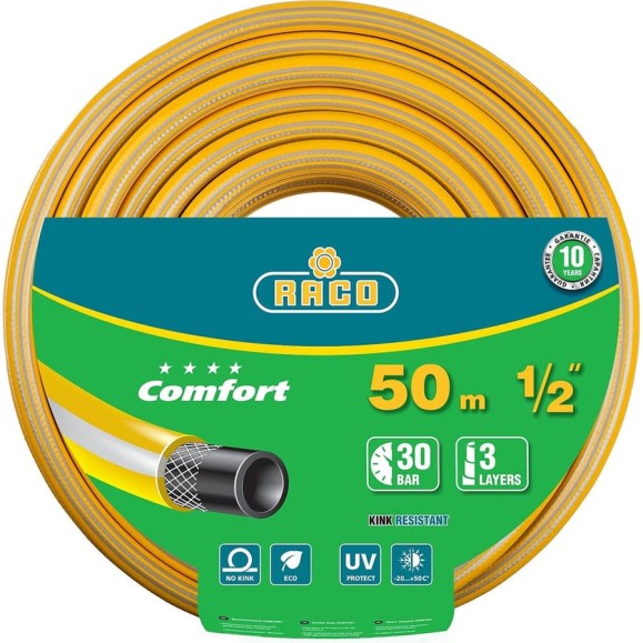 Поливочный армированный 3-х слойный шланг Raco COMFORT 1/2"x50м 40303-1/2-50_z01 Поливочный армированный 3-х слойный шланг Raco COMFORT 1/2"x50м 40303-1/2-50_z01