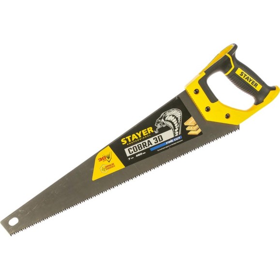 Универсальная ножовка пила Stayer "Cobra 3D" 450мм, 7TPI, 3D зуб, 1512-45_z01
