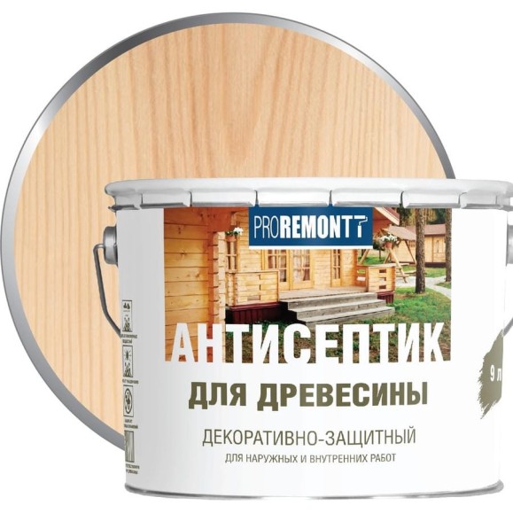 Антисептик Proremontt деревозащитное средство бесцветный 9 л Лк-00004608 Антисептик Proremontt деревозащитное средство бесцветный 9 л Лк-00004608