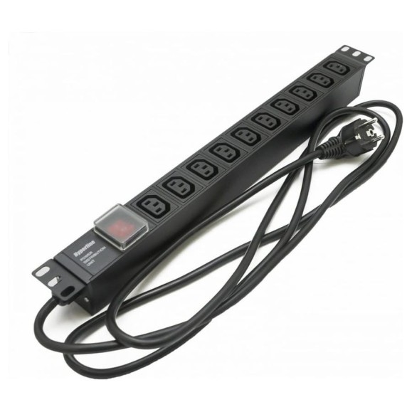 Блок розеток Hyperline SHE19-10IEC-S-2.5EU для 19 шкафов, горизонтальный 426781 Блок розеток Hyperline SHE19-10IEC-S-2.5EU для 19 шкафов, горизонтальный 426781