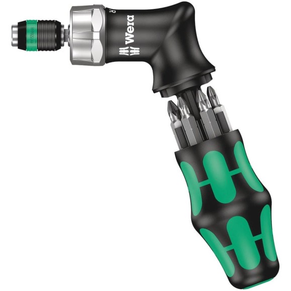 Реверсивная угловая отвертка WERA Kraftform Kompakt Pistol RA 4 с битами в футляре, 13 пр. WE-051031 Реверсивная угловая отвертка WERA Kraftform Kompakt Pistol RA 4 с битами в футляре, 13 пр. WE-051031