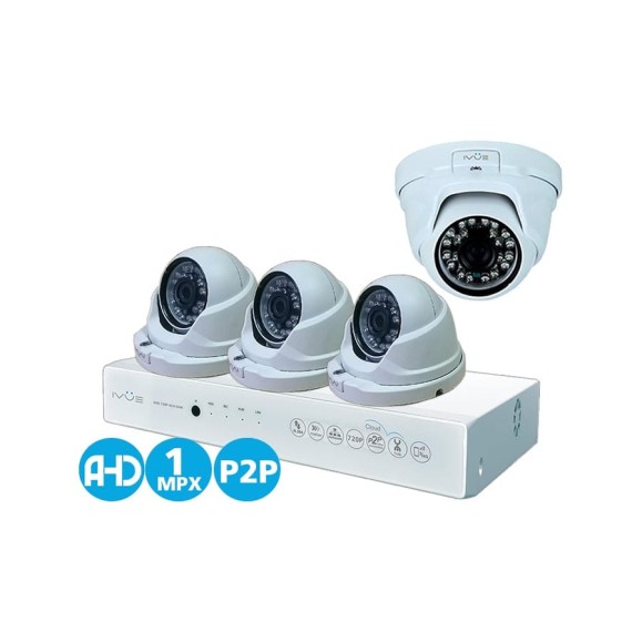 Комплект видеонаблюдения AHD 1MPX Для Дома и Офиса 4+4 IVUE IVUE-D5004 AHC-D4