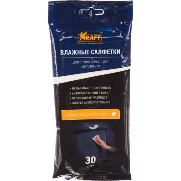 Влажные салфетки для стеклянных поверхностей KRAFT 30 шт KT 834009 Влажные салфетки для стеклянных поверхностей KRAFT 30 шт KT 834009