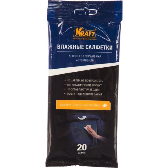 Влажные салфетки для стеклянных поверхностей KRAFT 20 шт KT 834008 Влажные салфетки для стеклянных поверхностей KRAFT 20 шт KT 834008