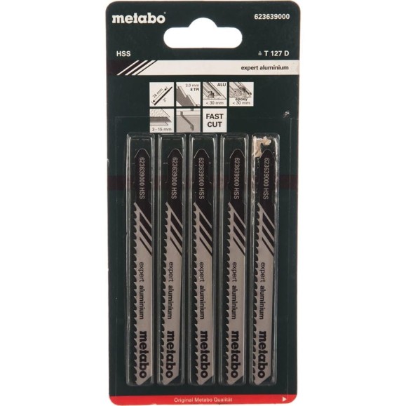Пилки T127D по стали и алюминию Expert 5 шт. (74х3 мм; HSS) Metabo 623639000