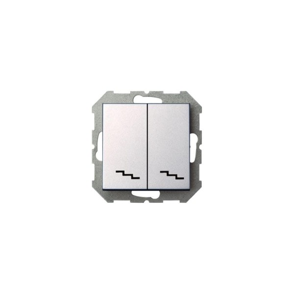 Проходной двухклавишный выключатель LIREGUS Эпсилон IP6+6 10-001-01 E/Mt серебро, без рамки 28-179