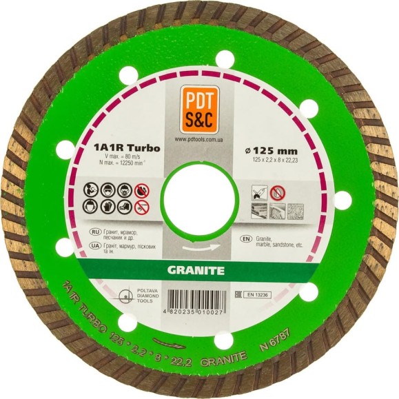 Диск алмазный отрезной 1A1R Turbo Granite 810200TGRu (125х2.2х8х22.2 мм) ПАИ 4820235010027
