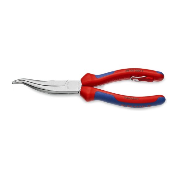 Плоскогубцы механика KNIPEX изогнутые губки, L-200 мм, хром, с креплением для страховки KN-3835200T