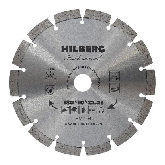 Диск алмазный отрезной Hilberg 180x22.23 Hard Materials Laser HM104 Диск алмазный отрезной Hilberg 180x22.23 Hard Materials Laser HM104
