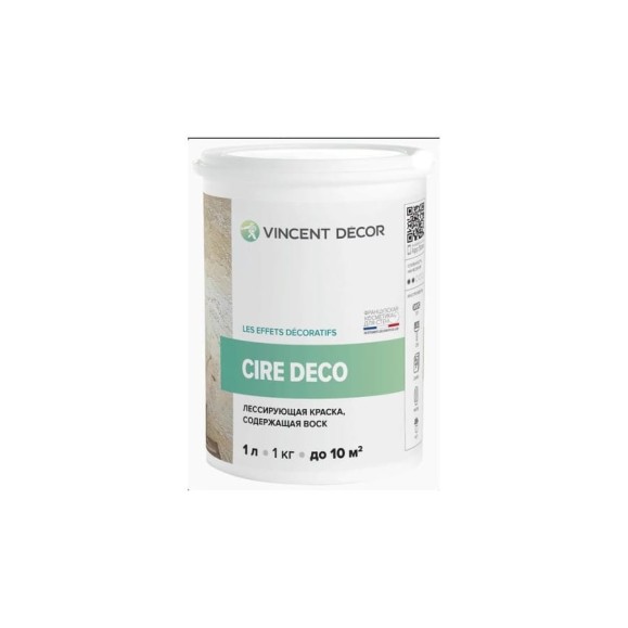 Лессирующая полупрозрачная краска VINCENT DECOR CIRE DECO содержащая воск 1л 103-130