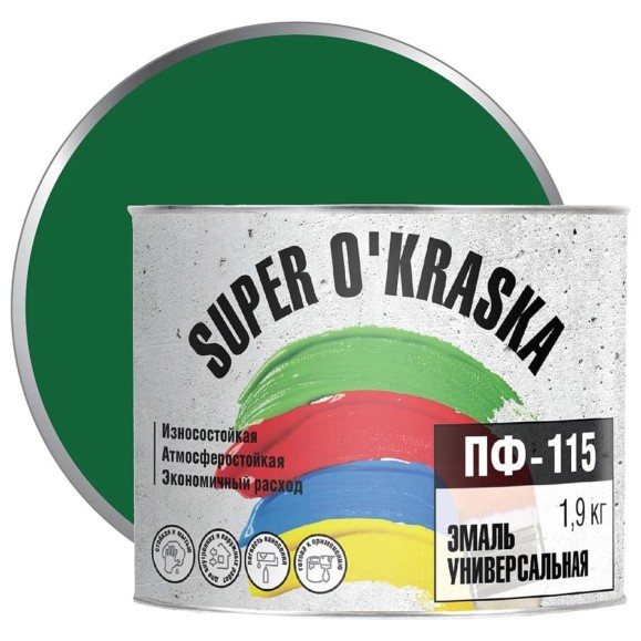 Эмаль super maler ПФ-115 Зеленый 1,9кг Лк-00005652 Эмаль super maler ПФ-115 Зеленый 1,9кг Лк-00005652