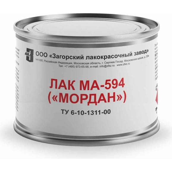 Лак ЗАГОРСКИЙ ЛАКОКРАСОЧНЫЙ ЗАВОД МА-594 Мордан 0.4 кг ZLK04878 Лак ЗАГОРСКИЙ ЛАКОКРАСОЧНЫЙ ЗАВОД МА-594 Мордан 0.4 кг ZLK04878