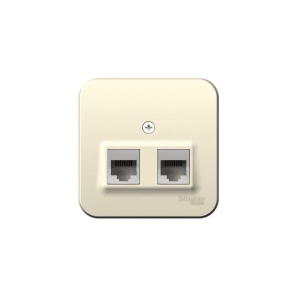 Двойная розетка Systeme Electric BLANCA открытой установки, компьютерная RJ45, категория 5E + телефонная RJ11, молочный BLNIA045112 Двойная розетка Systeme Electric BLANCA открытой установки, компьютерная RJ45, категория 5E + телефонная RJ11, молочный BLNIA045112