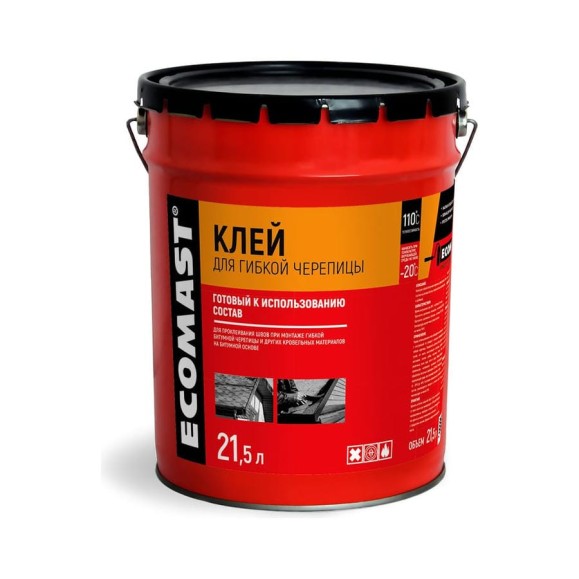 Клей для гибкой черепицы ECOMAST 21,5 л, металлическая упаковка 24644 Клей для гибкой черепицы ECOMAST 21,5 л, металлическая упаковка 24644