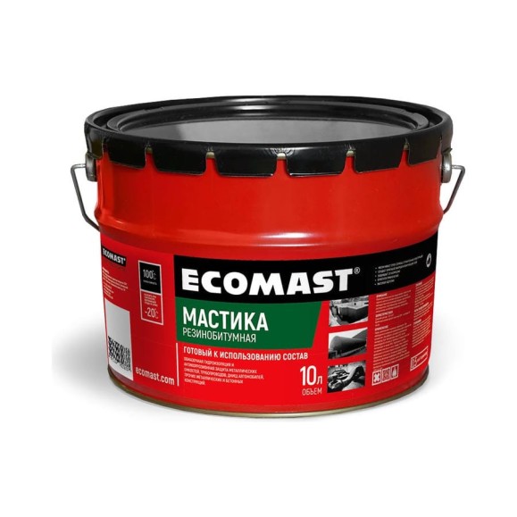 Резинобитумная мастика ECOMAST 10л, металлическая упаковка 24622 Резинобитумная мастика ECOMAST 10л, металлическая упаковка 24622