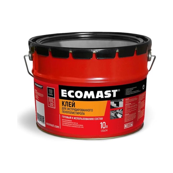 Клей для экструдированного пенополистирола ECOMAST 10л, металлическая упаковка 24628 Клей для экструдированного пенополистирола ECOMAST 10л, металлическая упаковка 24628
