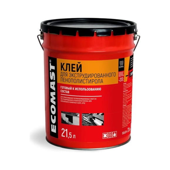 Клей для экструдированного пенополистирола ECOMAST 21,5 л, металлическая упаковка 24645 Клей для экструдированного пенополистирола ECOMAST 21,5 л, металлическая упаковка 24645