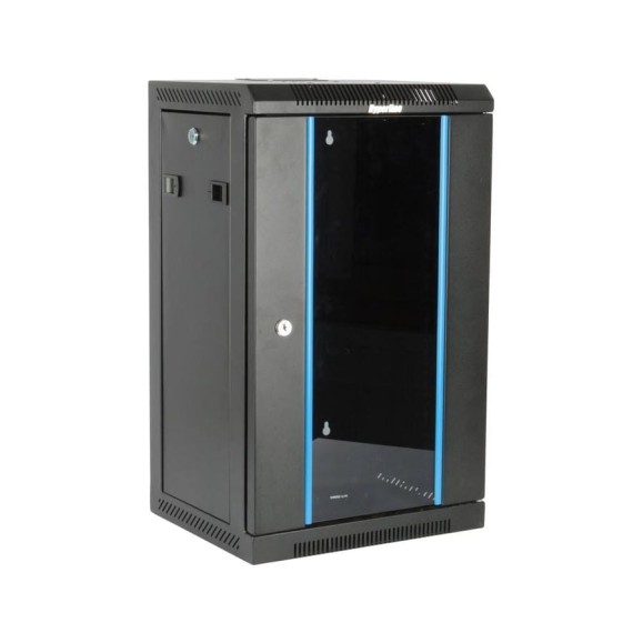 Настенный шкаф Hyperline TDC-9U-GR-RAL9004 10'', 9U, 480x370x300, установочный размер, 254 мм, со стеклянной дверью, открывающиеся стенки, возможность установки вентилятора Настенный шкаф Hyperline TDC-9U-GR-RAL9004 10'', 9U, 480x370x300, установочный размер, 254 мм, со стеклянной дверью, открывающиеся стенки, возможность установки вентилятора