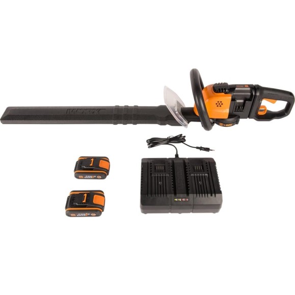 Аккумуляторный кусторез WORX 40В 2х2.0 А*ч, двойное ЗУ WG284E