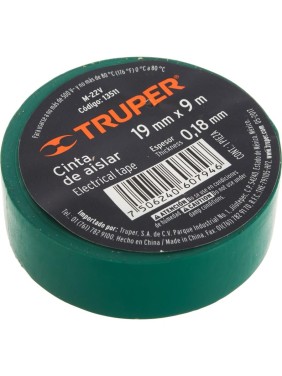 Изолента Truper акрил, 9 м, ширина 19 мм, зеленая M-22V 13511