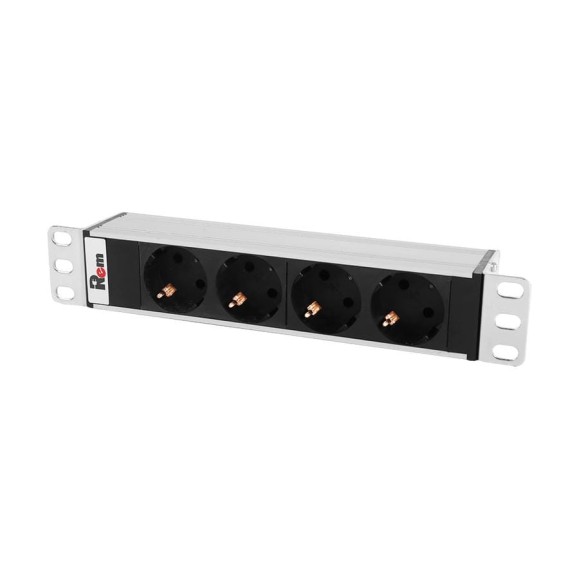 Блок розеток REM Rem-10 без шнура, 4 Sсhuko, вход IEC 60320 C14, 10A, алюминий, 10 R-10-4S-220-Z