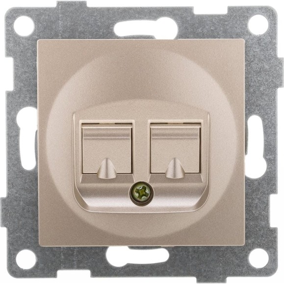 Механизм комбинированной розетки GUSI ELECTRIC Ugra RJ45, RJ12, СУ, шампань С11КТ-027 Механизм комбинированной розетки GUSI ELECTRIC Ugra RJ45, RJ12, СУ, шампань С11КТ-027