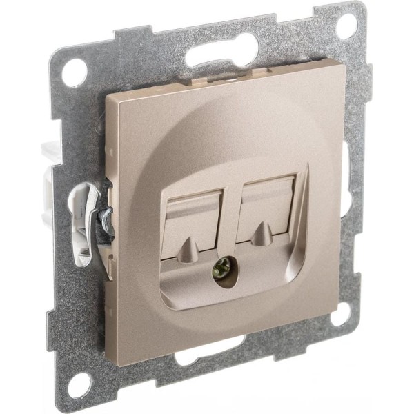 Механизм компьютерной розетки GUSI ELECTRIC Ugra RJ45, двойной, СУ, шампань С11К2-027