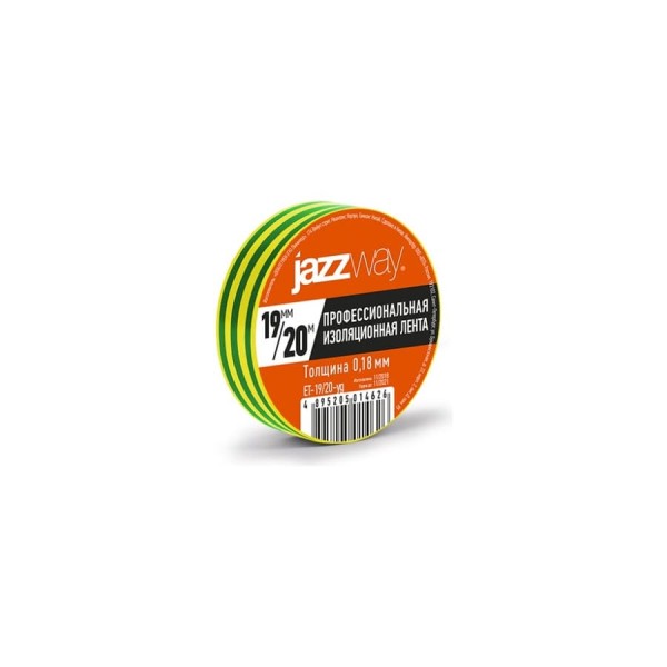 Изоляционная лента JazzwayПВХ 19мм (рул.20м) желто-зеленая 5014626
