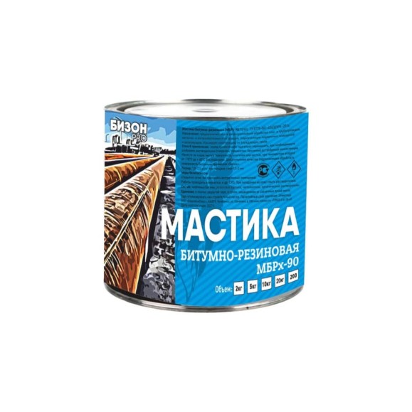 Битумно-резиновая мастика Бизон МБРх-90, 2 л 901302 Битумно-резиновая мастика Бизон МБРх-90, 2 л 901302