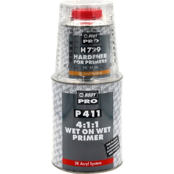 Грунт P411 WET ON WET бел. 1л + Отвердитель H729 норм. 0,25л HB BODY комплект 4111107291 Грунт P411 WET ON WET бел. 1л + Отвердитель H729 норм. 0,25л HB BODY комплект 4111107291