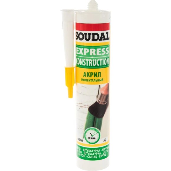 Моментальный акрил SOUDAL белый 0.3 л 122879 Моментальный акрил SOUDAL белый 0.3 л 122879