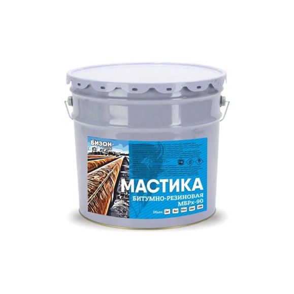 Битумно-резиновая мастика Бизон МБРх-90, 10 л 901310 Битумно-резиновая мастика Бизон МБРх-90, 10 л 901310